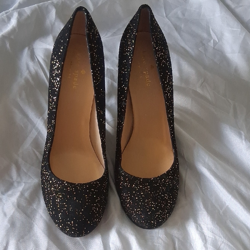 Kate Spade Glittering Black and Gold Heels
